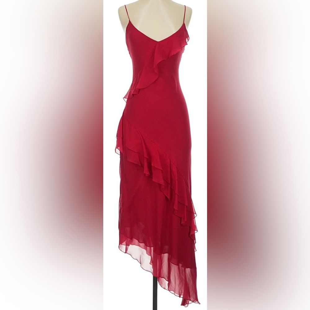 Cache Vintage Silk Cocktail Dress in Red Size XS